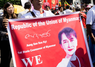 Supporter in Mahabandula Park in Yangon