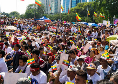 The group of supporters gathered at the Mahabandula Park to show their support to Aung San Suu Kyi.